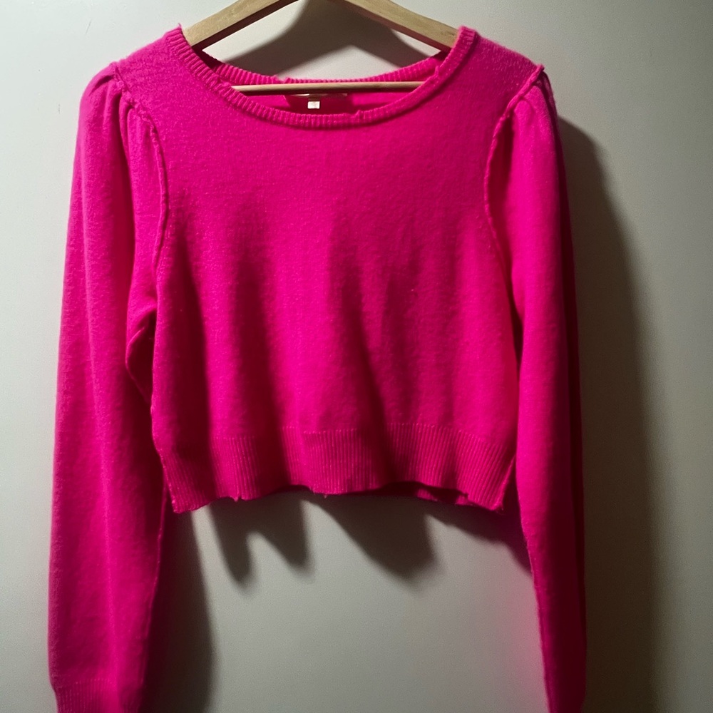 LoveShackFancy Pink Cropped Sweater Size M